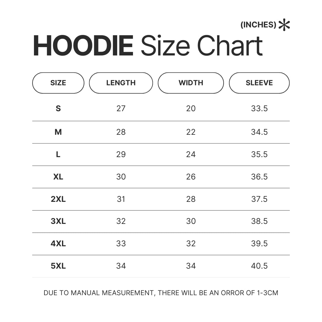 Hoodie Size Chart - Beetlejuice Beetlejuice Merch